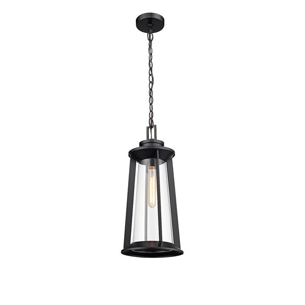 Millennium Lighting Bolling Powder Coat Black Clear Glass Lantern Medium Pendant Light