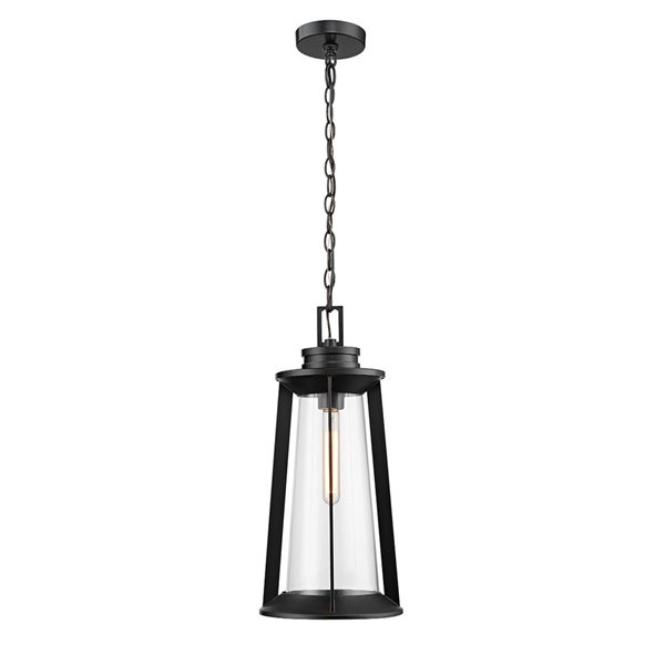 Millennium Lighting Bolling Powder Coat Black Clear Glass Lantern Medium Pendant Light