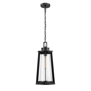 Millennium Lighting Bolling Powder Coat Black Clear Glass Lantern Medium Pendant Light