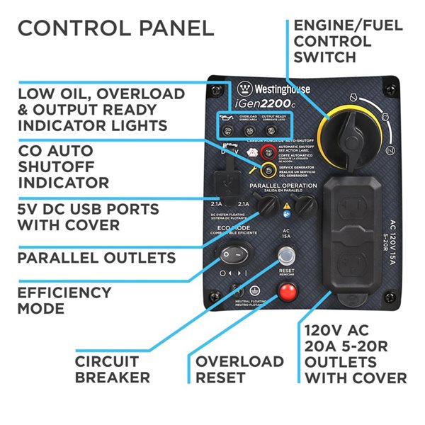 Westinghouse 2200 W Recoil Start Gas Powered Portable Generator