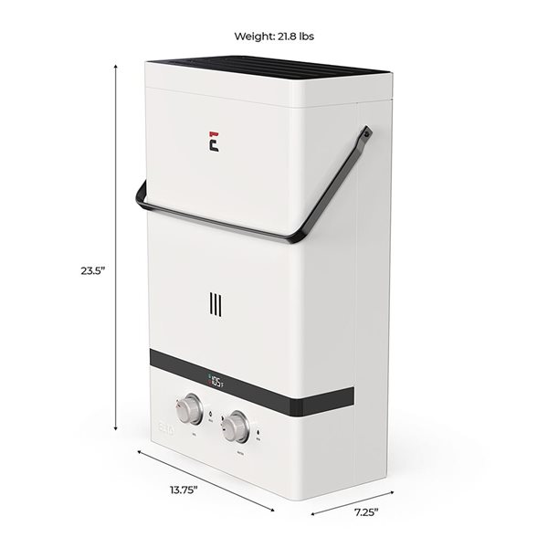 Chauffe-eau électrique d'extérieur Eccotemp Luxe Portables sans réservoir propane 3 gal/min 75 000 BTU