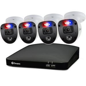 Swann 1080p HD DVR with Sensor Lights  Wired Outdoor Security Cameras - 4-pack
