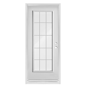 Dusco Doors 36-in x 80-in Clear Full Lite Prefinished White Left-Hand Inswing Steel Prehung Front Door