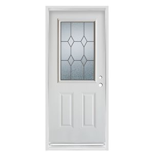 Dusco Doors 36-in x 80-in 1/2 Lite 2-Panel Prefinished White Left-Hand Inswing Steel Prehung Front Door