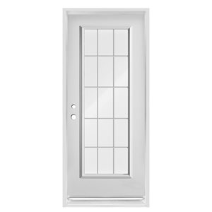Dusco Doors 32-in x 80-in Clear Full Lite Prefinished White Right-Hand Inswing Steel Prehung Front Door