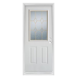 Dusco Doors 34-in x 80-in 1/2 Lite 2-Panel Prefinished White Left-Hand Inswing Steel Prehung Front Door