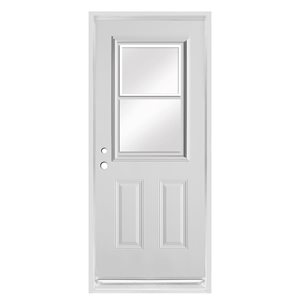 Dusco Doors 34-in 80-in 1/2 Lite 2-Panel Prefinished White Right-Hand Inswing Steel Prehung Front Door