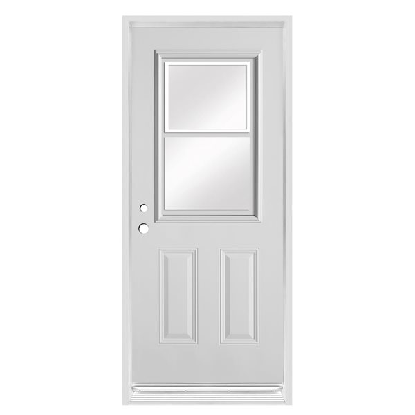 Dusco Doors 32-in x 80-in Clear 1/2 Lite 2-Panel Prefinished White ...