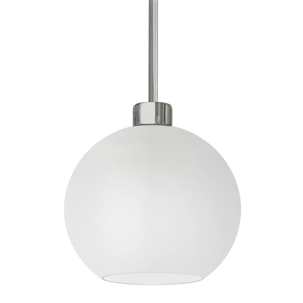 Luminaire suspendu mini à DEL Stuart chromé moderne à cône en verre blanc Withfield Lighting