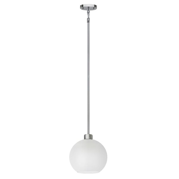 Luminaire suspendu mini à DEL Stuart chromé moderne à cône en verre blanc Withfield Lighting