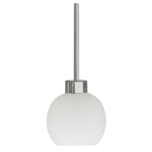 Luminaire suspendu mini à DEL Stuart chromé moderne à cône en verre blanc Withfield Lighting