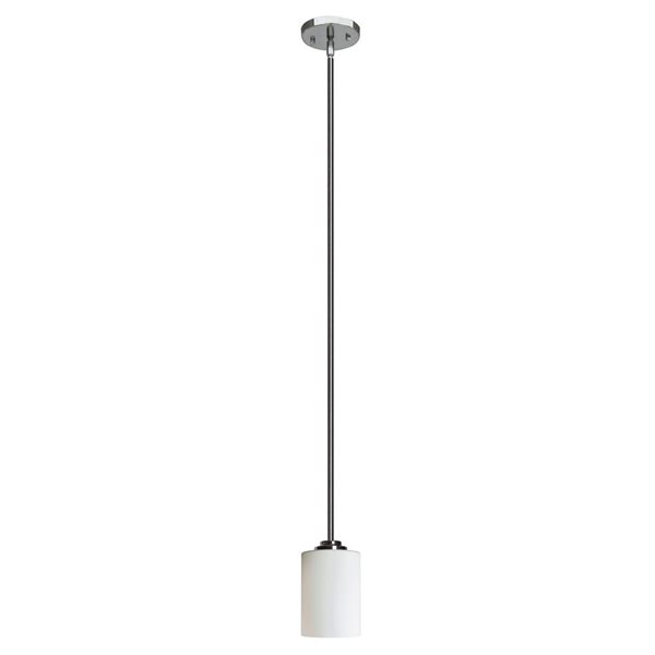 Luminaire suspendu mini à DEL Gwenith chromé contemporain à cylindre en verre blanc Withfield Lighting