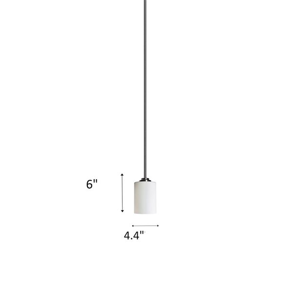 Luminaire suspendu mini à DEL Gwenith chromé contemporain à cylindre en verre blanc Withfield Lighting