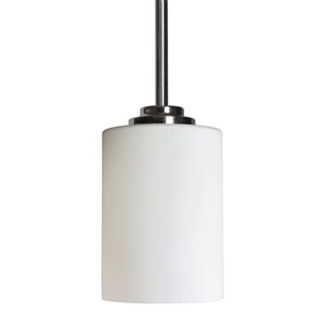 Whitfield Lighting Gwenith Chrome Transitional White Glass Cylinder LED Mini Pendant Light