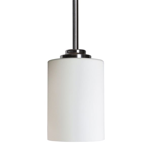 Luminaire suspendu mini à DEL Gwenith chromé contemporain à cylindre en verre blanc Withfield Lighting