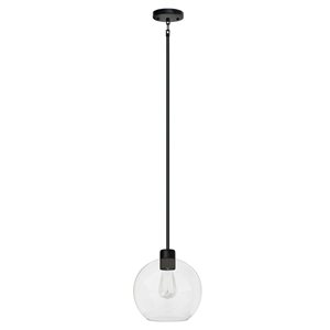 Whitfield Lighting Stuart Black Modern Clear Glass Cone LED Mini Pendant Light