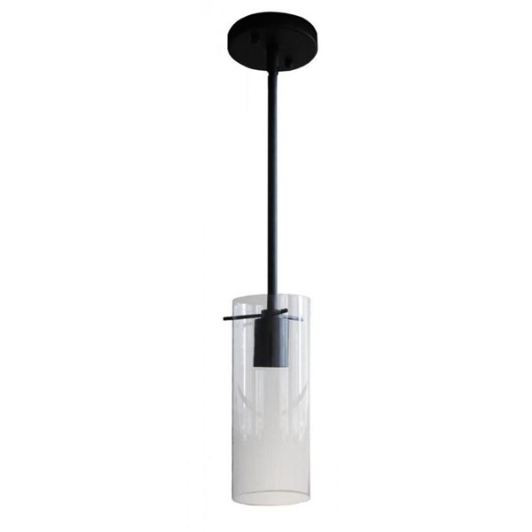 WHITFIELD LIGHTING Luminaire suspendu mini à DEL Géricho noir moderne à  cylindre en verre transparent Withfield Lighting PT1098-6PBK