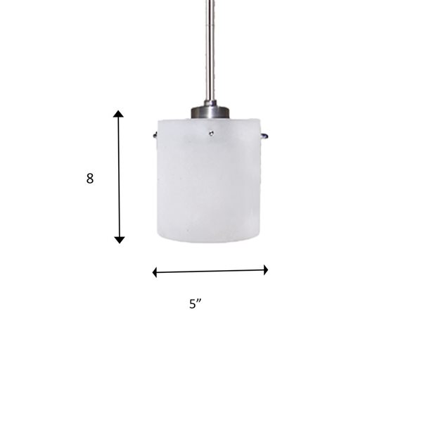 Luminaire suspendu mini à DEL Dexter en acier inoxydable moderne à cylindre en verre blanc Withfield Lighting