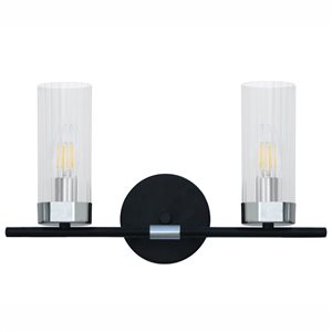 Luminaire moderne chromé à 2 lumières Tess pour meuble-lavabo Whitfield Lighting