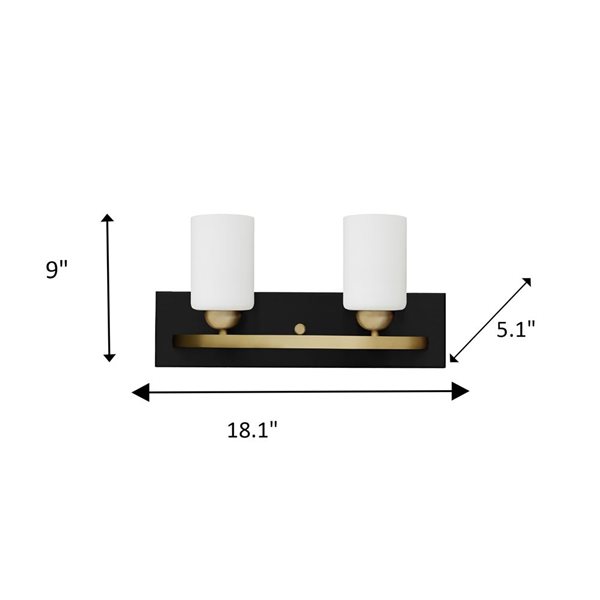 Luminaire contemporain multicolore à 2 lumières Damara pour meuble-lavabo Whitfield Lighting