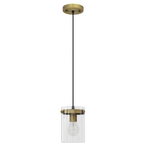 Luminaire suspendu mini à DEL Coraline fini or naturel moderne à cylindre en verre transparent Withfield Lighting