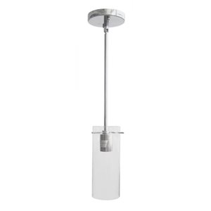 Whitfield Lighting Gericho Chrome Modern Clear Glass Cylinder LED Mini Pendant Light