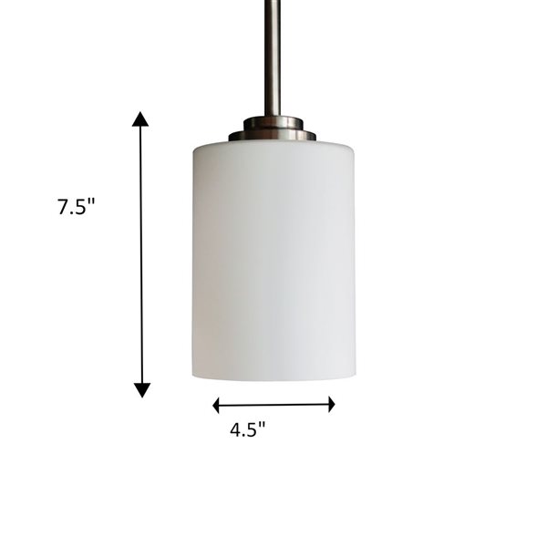 Luminaire suspendu mini à DEL Anya fini acier contemporain à cylindre en verre blanc Withfield Lighting