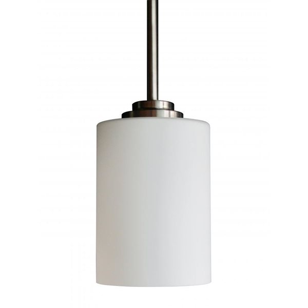 Luminaire suspendu mini à DEL Anya fini acier contemporain à cylindre en verre blanc Withfield Lighting