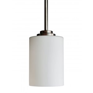 Luminaire suspendu mini à DEL Anya fini acier contemporain à cylindre en verre blanc Withfield Lighting