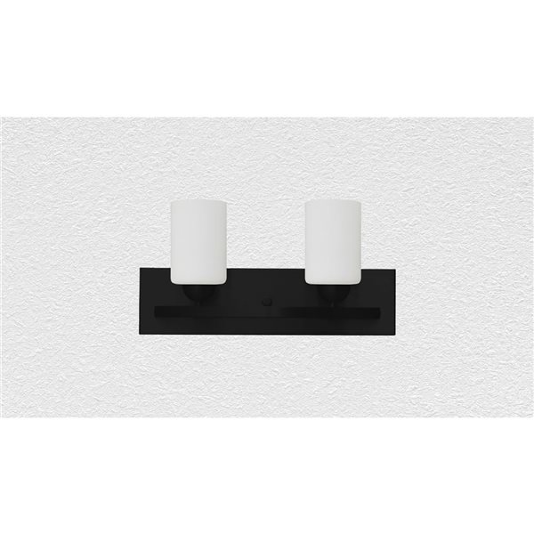 Luminaire contemporain noir à 2 lumières Damara pour meuble-lavabo Whitfield Lighting