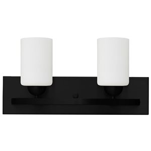 Luminaire contemporain noir à 2 lumières Damara pour meuble-lavabo Whitfield Lighting