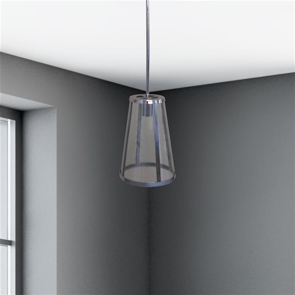 Luminaire suspendu mini à DEL Kyla chromé traditionnel à cylindre en verre bullé Withfield Lighting