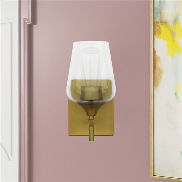 Whitfield Lighting Fauna 5-in W 1-Light Natural Gold Transitional Wall Sconce