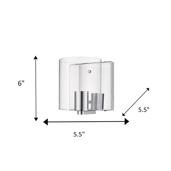 Luminaire moderne chromé à 1 lumière Hudson pour meuble-lavabo Whitfield Lighting