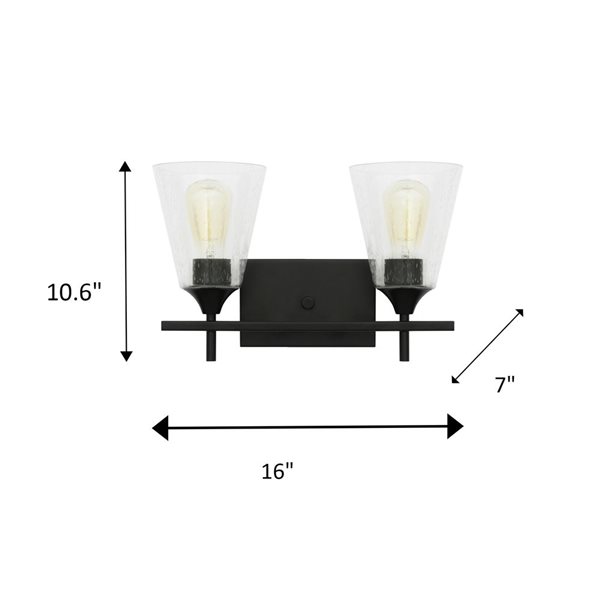 Whitfield Lighting Troy 2-Light Black Transitional Vanity Light