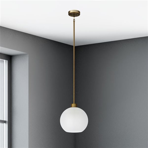 Whitfield Lighting Stuart Natural Gold Modern/Contemporary White Glass Cone LED Mini Pendant Light