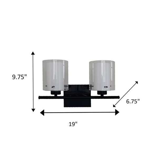 Éclairage de meuble-lavabo contemporain et moderne Dominic noir à 2 lumières Whitfied Lighting