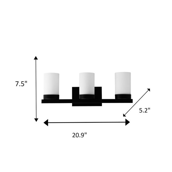 Whitfield Lighting Harvey 3-Light Black Transitional Vanity Light