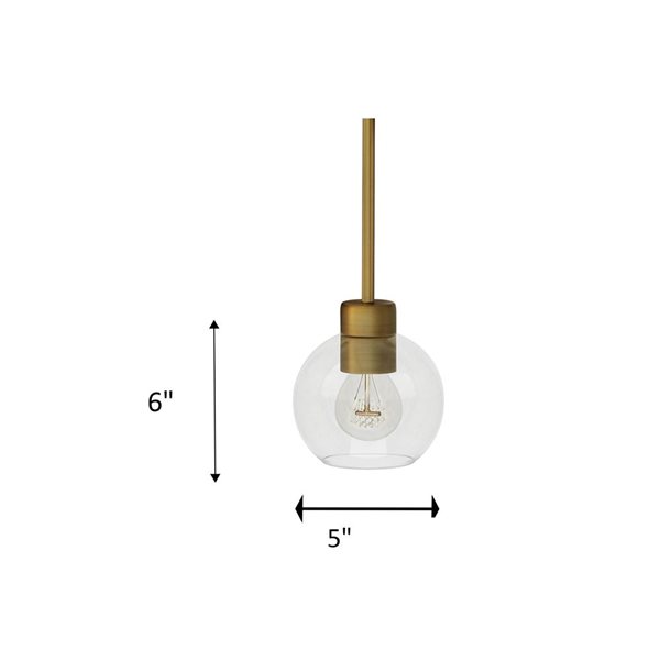 Suspension miniature à DEL or naturel contemporain Stuart et cône en verre transparent Whitfield Lighting