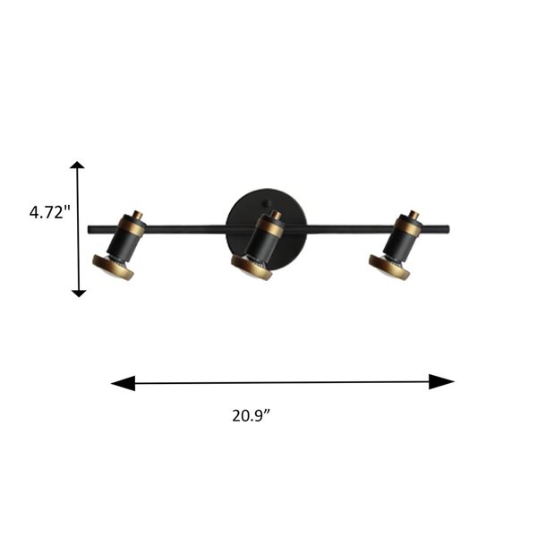 Whitfield Lighting Sheldon 1-Light 20.9-in Black/Natural Gold Dimmable Flush-Mount Track Light