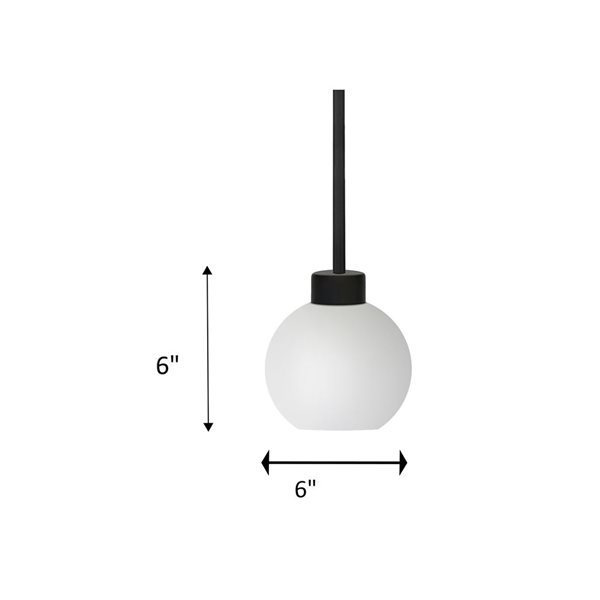 Luminaire miniature suspendu à DEL Isla noir moderne et verre conique blanc Whitfield Lighting