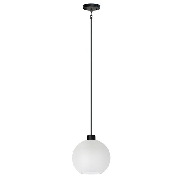 Luminaire miniature suspendu à DEL Isla noir moderne et verre conique blanc Whitfield Lighting