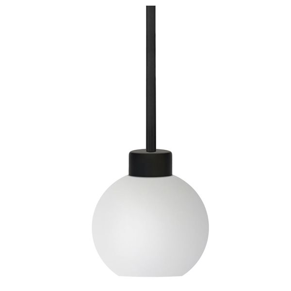 Luminaire miniature suspendu à DEL Isla noir moderne et verre conique blanc Whitfield Lighting