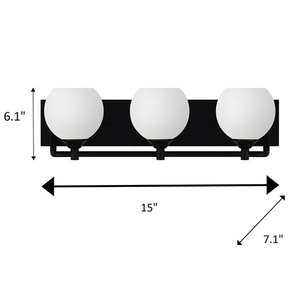 Éclairage de meuble-lavabo contemporain noir Armella à 2 lumières Whitfied Lighting