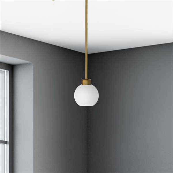 Whitfield Lighting Isla Natural Gold Modern/Contemporary White Glass Cone LED Mini Pendant Light