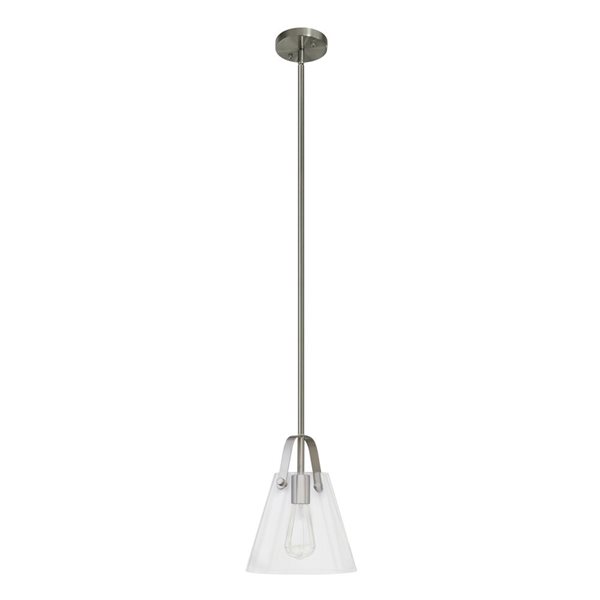 Whitfield Lighting Indra Steel Industrial Clear Glass Cone LED Mini Pendant Light