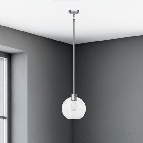 Whitfield Lighting Stuart Chrome Modern/Contemporary Clear Glass Cone LED Mini Pendant Light