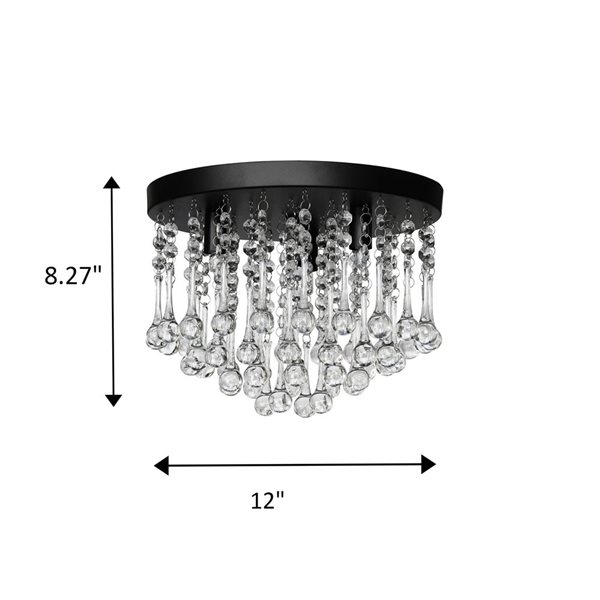 Whitfield Lighting Mindy 8.27-In Black Contemporary LED Flush Mount Light