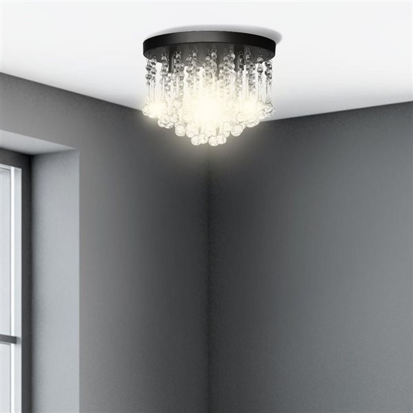 Whitfield Lighting Mindy 8.27-In Black Contemporary LED Flush Mount Light