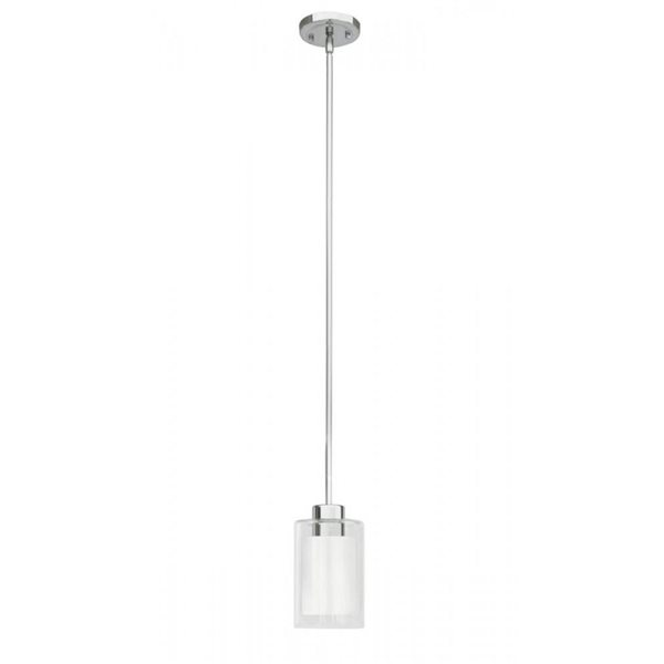 Whitfield Lighting Maria Chrome Modern/Contemporary Clear Glass Cylinder LED Mini Pendant Light